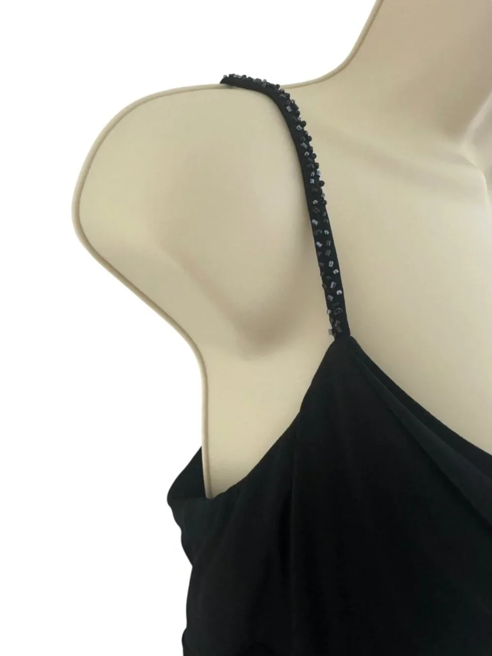 Jones New York Black Beaded Ruched Dress Size 12 Evening Wedding Cocktail Party